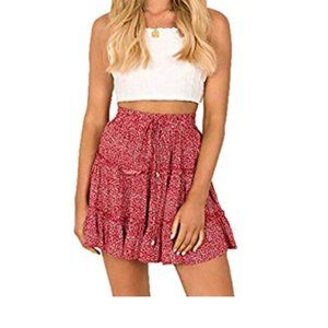 Red Floral Skirt